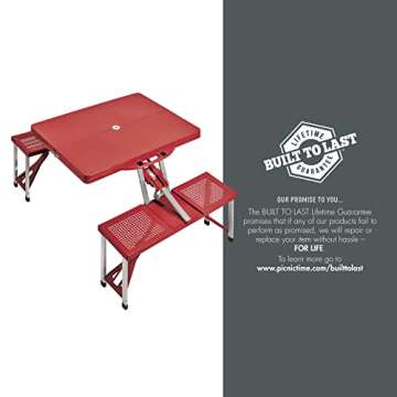 ONIVA - a Picnic Time brand - Folding Picnic Table - Camping Table - Outdoor Table with Umbrella Hole, (Red), 36.2" x 18" x 5.5"