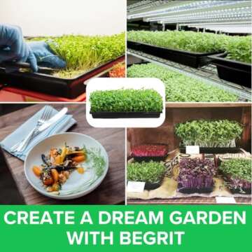 BeGrit 1010 Growing Trays Extra Strength Seed Tray 10" x 10" Without Drain Holes for Seedling Starter Microgreens Wheatgrass Fodder Hydroponic 5-Pack Black