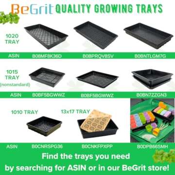 BeGrit 1010 Growing Trays Extra Strength Seed Tray 10" x 10" Without Drain Holes for Seedling Starter Microgreens Wheatgrass Fodder Hydroponic 5-Pack Black