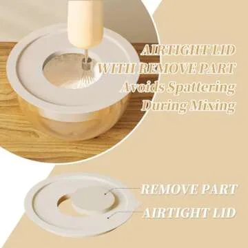 Fyrnova Mixing Bowls with Lids Set, 6 Piece Stainless Steel Nesting Storage Bowls for Kitchen, with 3 Grater Attachments & Non-Slip Bottoms, Size 5.5,3.5,2.5,2.1,1.5,1.1 QT