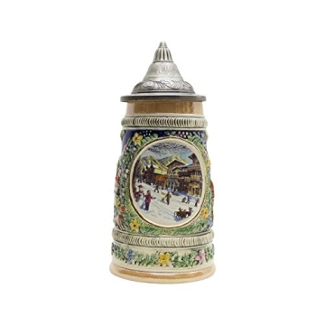 Authentic German Beer Stein with Lid - Oktoberfest Collectible Gift
