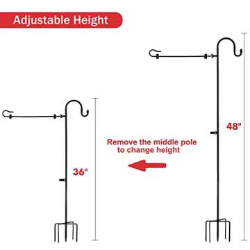 SPIPHY Garden Flag Holder Stand with Shepherd Hook, 2 Pack 48" Weather-Proof Garden Flag Pole with Spring Stoppers and Flag Clip Garden Flag Stand for Small Flag