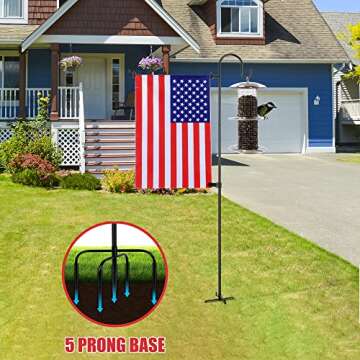 SPIPHY Garden Flag Holder Stand with Shepherd Hook, 2 Pack 48" Weather-Proof Garden Flag Pole with Spring Stoppers and Flag Clip Garden Flag Stand for Small Flag