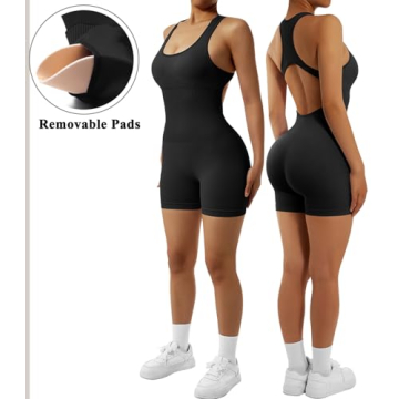 OMKAGI Women Seamless Jumpsuit Tummy Control Yoga Romper