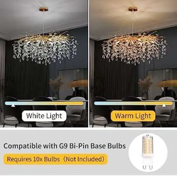 Upfelw Modern Rectangle Crystal Tree Branch Chandelier, L42'' Large Gold Linear Raindrop Indoor Hanging Pendant Light Fixture for Kitchen Island Foyer Living Room Dining Room 10 Lights
