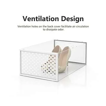 Pinkpum 12 Pack Shoe Storage Boxes, Clear Stackable Shoe Containers for Closet, Sneaker Storage Fit for Size 11 (Large)