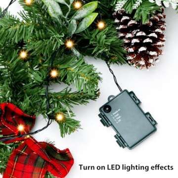 9ft Christmas Garland with 50 LED Lights and Bows