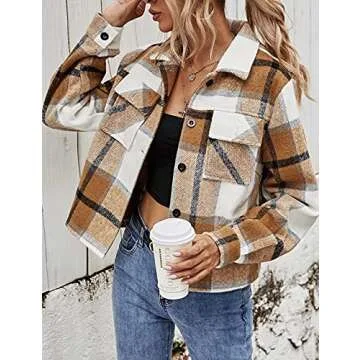 Springrain Women's Flannel Plaid Shacket - Cozy & Stylish