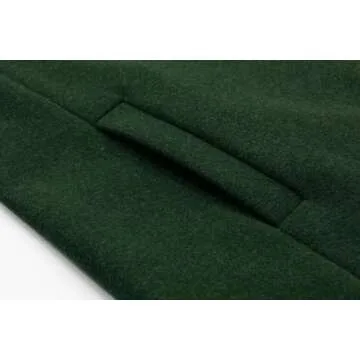 CHARTOU Women's Casual Thicken Wool Blend Stand Collar Single Breasted Pea Coat (Large, Green)