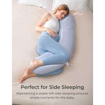 Momcozy Pregnancy Pillows for Side Sleeping, J Shaped Maternity Body Pillow for Pregnancy, Soft Pregnancy Pillow with Jersey Cover for Head Neck Belly Support, Grey