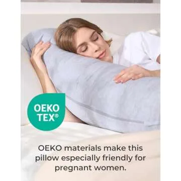 Momcozy Pregnancy Pillows for Side Sleeping, J Shaped Maternity Body Pillow for Pregnancy, Soft Pregnancy Pillow with Jersey Cover for Head Neck Belly Support, Grey