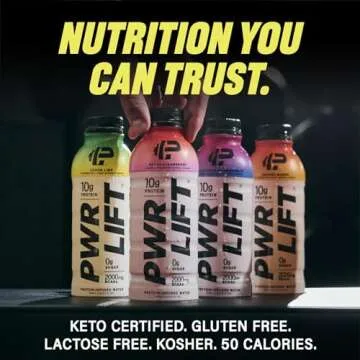 Whey Protein Water Sports Drink by PWR LIFT | Variety Pack | Keto, Vitamin B, Electrolytes, Zero Sugar, 10g of Protein | Post-Workout Energy Beverage | 16.9oz (Pack of 12)