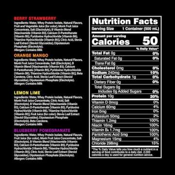 Whey Protein Water Sports Drink by PWR LIFT | Variety Pack | Keto, Vitamin B, Electrolytes, Zero Sugar, 10g of Protein | Post-Workout Energy Beverage | 16.9oz (Pack of 12)