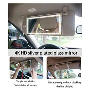 Mokoze Car Vanity Mirror with Rechargeable LED Lights