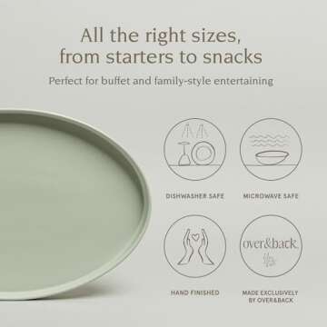 over&back Stackable Stoneware Serving Platter - Elegant 1-Piece Oval Serving Platter to Complete You...