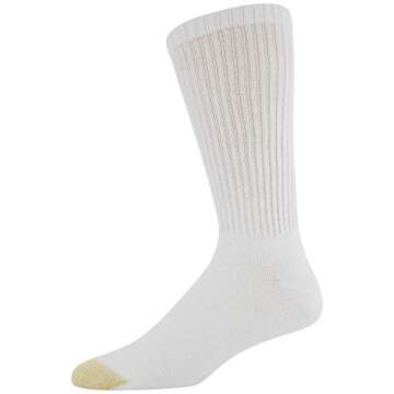 GOLDTOE Men's Harrington Crew Socks, Multipairs, White (6-Pairs), X-Large