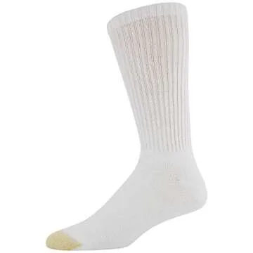 GOLDTOE Men's Harrington Crew Socks, Multipairs, White (6-Pairs), X-Large