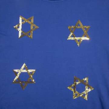 MYHALF Hanukkah Sweatshirt Women Ugly Hanukkah Sweater Sequins Menorahs Graphic Crewneck Pullover Shirt