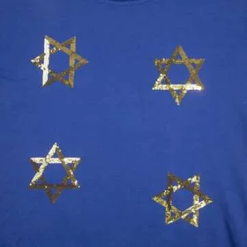 MYHALF Hanukkah Sweatshirt Women Ugly Hanukkah Sweater Sequins Menorahs Graphic Crewneck Pullover Shirt