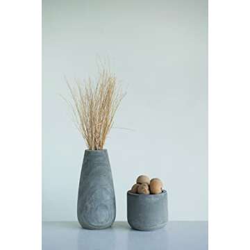 Creative Co-Op Paulownia Wood Grey Wash Vase