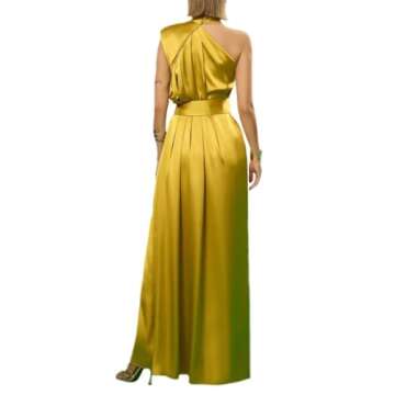 One Shoulder Plus Size Prom Dress Satin Long Prom Dresses for Women Sexy Pleated Evening Gown Ball Gowns Black