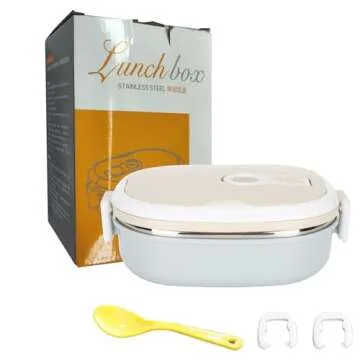 Niiyen Lunch Box 900ml 1 Layer Hot Food Lunch Containers Portable Lunchbox Stackable 304 Stainless Steel Adult Bento Lunch Box Cold and Hot Food Storage Bowl for School Office Outdoor Travel