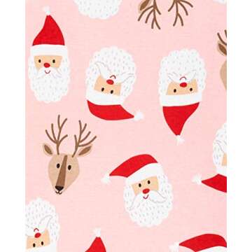 Carter's Little Girls' Christmas 2-Piece Snug Fit Cotton PJs (5T, Pink/Red Santa)