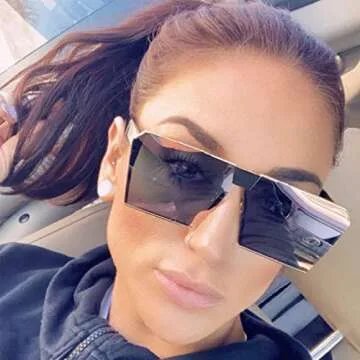 LKEYE - Unique Oversize Shield Vintage Square Sunglasses LK1705 Gold Frame/Gray Lens