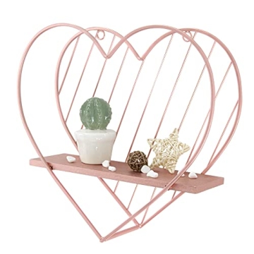 Afuly Floating Shelves for Wall Cute Heart Design Organizer in Pink