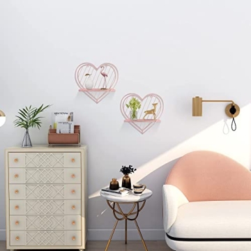 Afuly Floating Shelves Cute Pink Heart Wall Organizer