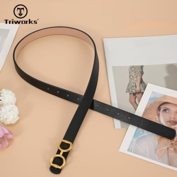 TRIWORKS Reversible Leather Belt Gold Buckle Dual Color