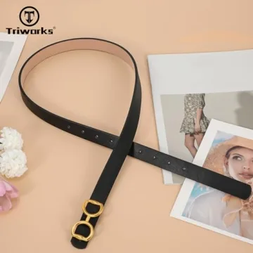 TRIWORKS Reversible Leather Belt Gold Buckle Dual Color