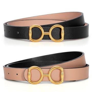 TRIWORKS Reversible Leather Belt Gold Buckle Dual Color