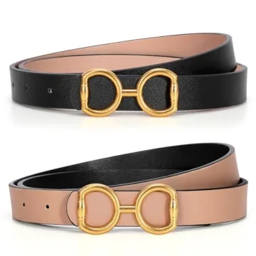 TRIWORKS Reversible Leather Belt Gold Buckle Dual Color