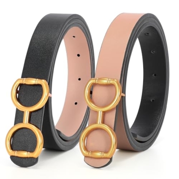 TRIWORKS Reversible Leather Belt Gold Buckle Dual Color