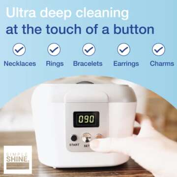 Simple Shine. Ultrasonic Jewelry Cleaner Machine - Professional Ultrasonic Jewelry Cleaner with Ultr...