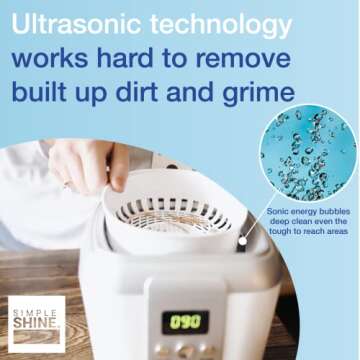 Simple Shine. Ultrasonic Jewelry Cleaner Machine - Professional Ultrasonic Jewelry Cleaner with Ultrasonic Jewelry Cleaner Solution - Sonic Jewelry Cleaner Machine, the Best Ultrasonic Jewelry Cleaner