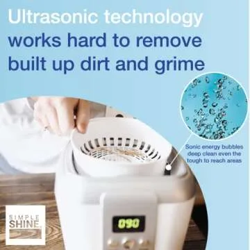 Simple Shine. Ultrasonic Jewelry Cleaner Machine - Professional Ultrasonic Jewelry Cleaner with Ultrasonic Jewelry Cleaner Solution - Sonic Jewelry Cleaner Machine, the Best Ultrasonic Jewelry Cleaner