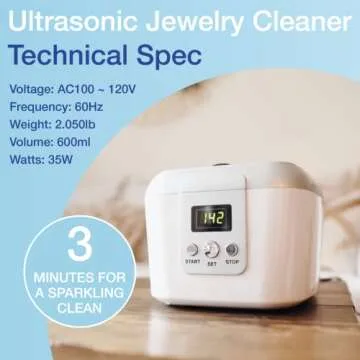 Simple Shine. Ultrasonic Jewelry Cleaner Machine - Professional Ultrasonic Jewelry Cleaner with Ultrasonic Jewelry Cleaner Solution - Sonic Jewelry Cleaner Machine, the Best Ultrasonic Jewelry Cleaner