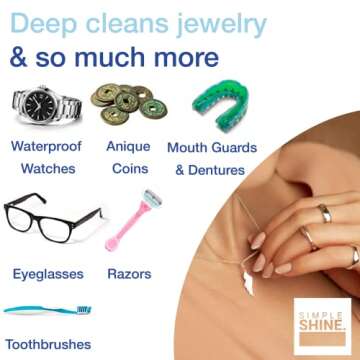 Simple Shine. Ultrasonic Jewelry Cleaner Machine - Professional Ultrasonic Jewelry Cleaner with Ultrasonic Jewelry Cleaner Solution - Sonic Jewelry Cleaner Machine, the Best Ultrasonic Jewelry Cleaner