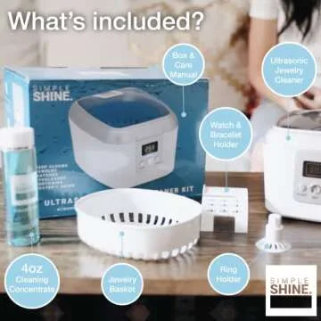 Simple Shine. Ultrasonic Jewelry Cleaner Machine - Professional Ultrasonic Jewelry Cleaner with Ultrasonic Jewelry Cleaner Solution - Sonic Jewelry Cleaner Machine, the Best Ultrasonic Jewelry Cleaner