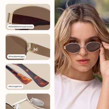 livho Oval Trendy Polarized Sunglasses Women Men, Retro Sun Glasses for Women Men 2025, Vintage Classic UV Protection Shades
