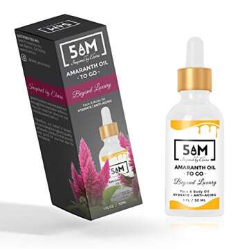 Amaranth Oil by 5AM. 100% Pure, Organic, Cold-Pressed. Amazing for Face, Skin, Nails, Health (Glass Bottle). Learn More. 1oz.