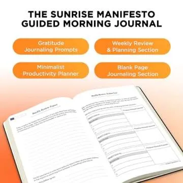 SaltWrap Sunrise Manifesto: Daily Morning Guided Journal for Gratitude, Mindfulness, Wellness, Self Care for Women & Men – 5 Minute Reflection Journal
