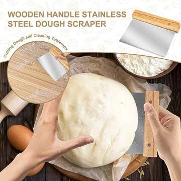 TNELTUEB Bread Proofing Basket Set, Incl 10'' Round & 9.6'' Oval Rattan Banneton, Dough Whisk, Scraper, Lame, Linen - Natural