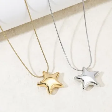 HANRESHE Star Choker Necklace for Women Stainless Steel Minimalist Gold Star Charm Pendant