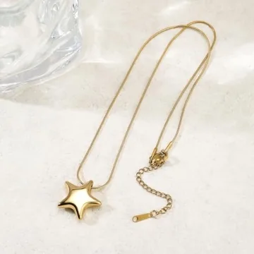 HANRESHE Star Choker Necklace for Women Stainless Steel Minimalist Gold Star Charm Pendant