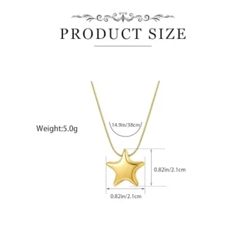 HANRESHE Star Choker Necklace for Women Stainless Steel Minimalist Gold Star Charm Pendant