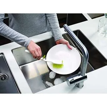 Joseph Joseph Edge Dish Brush with Integrated Sink Rest, Grey