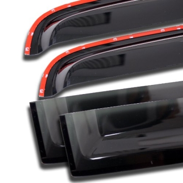Tuningpros WV-114i Dark Smoke In-Channel Window Visor for Dodge Dakota 2000-2004 Quad & Crew Cab 4-p...